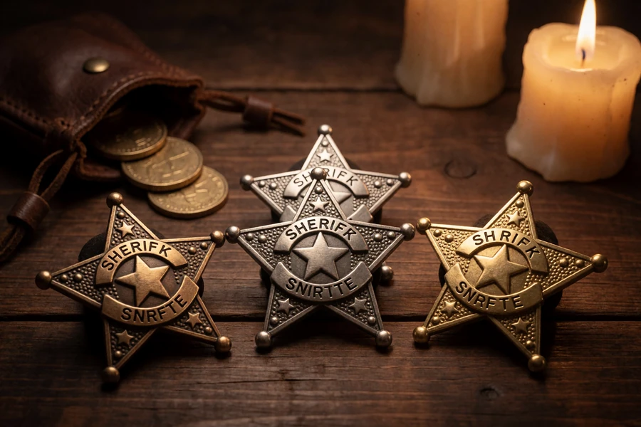 Gestaffelte Sheriff-Sterne in Bronze, Silber und Gold mit M&uuml;nzbeutel &ndash; Lizaro VIP-Treueprogramm