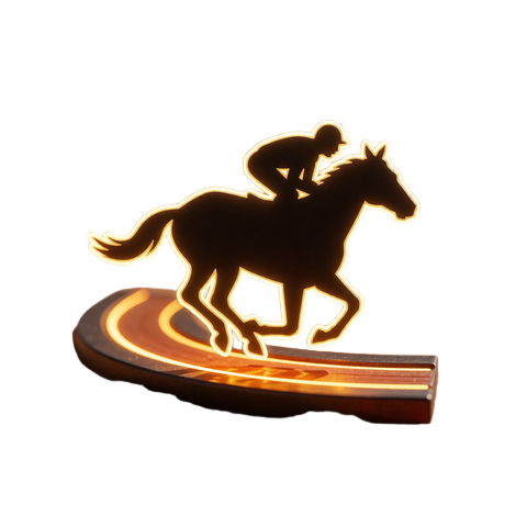 Stilisiertes Neon-Pferderennen - Symbol f&uuml;r Virtual Sports und virtuelle Wetten bei Lizaro